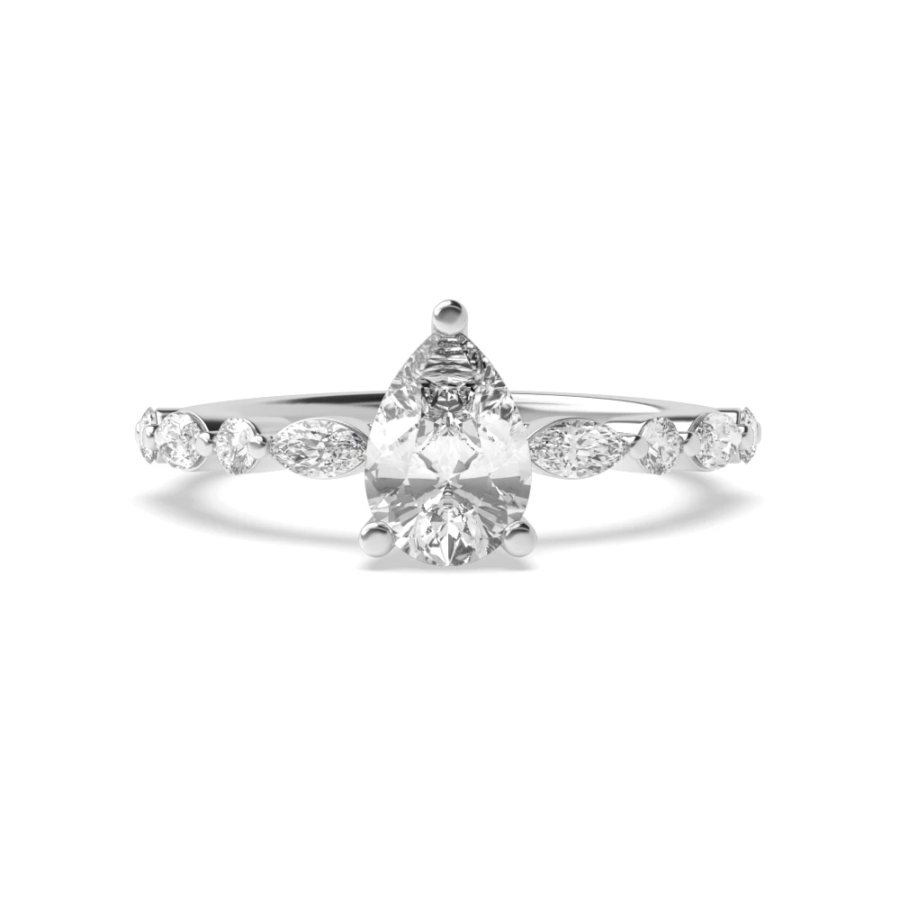 4 Prong Unique style Side Stone Engagement Rings