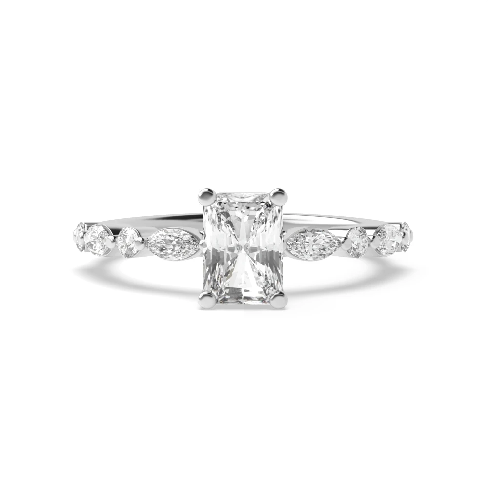 4 Prong Unique style Side Stone Engagement Rings