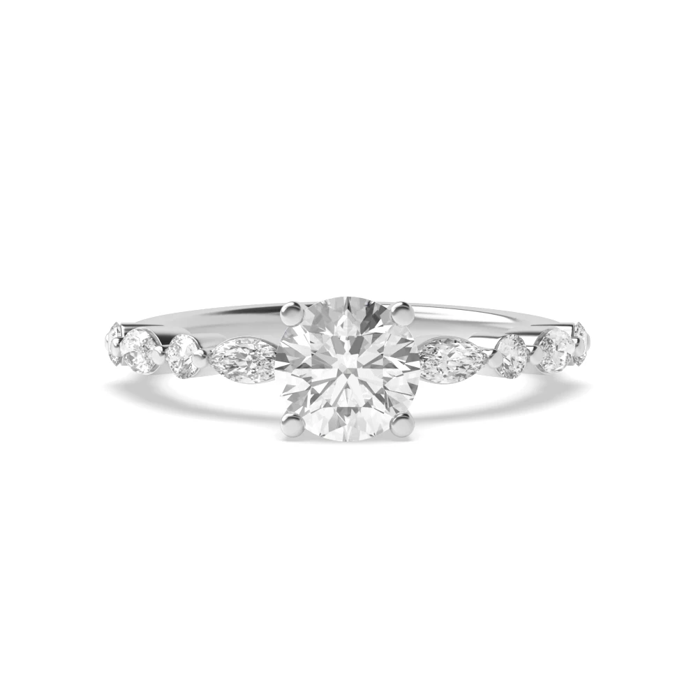 4 Prong Unique style Side Stone Engagement Rings