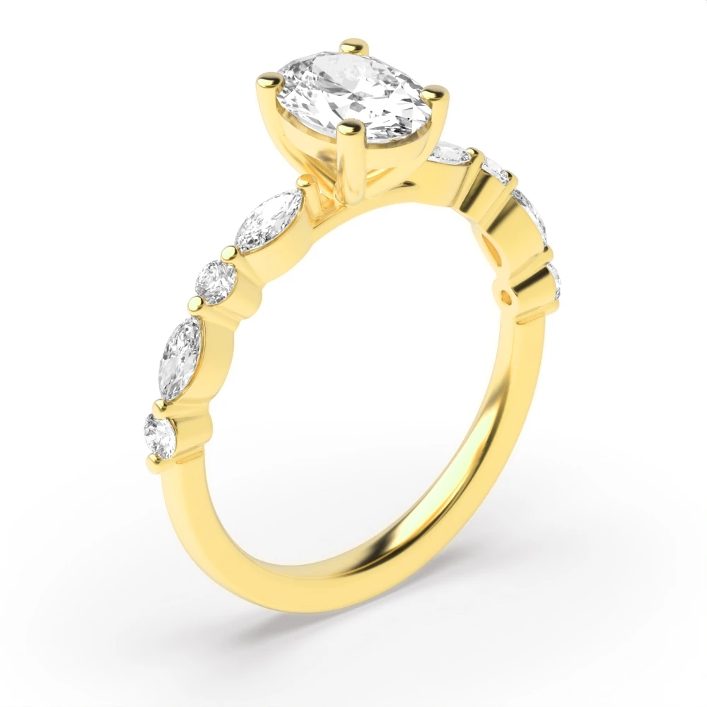 4 Prong Yellow Gold Unique style Diamond Rings