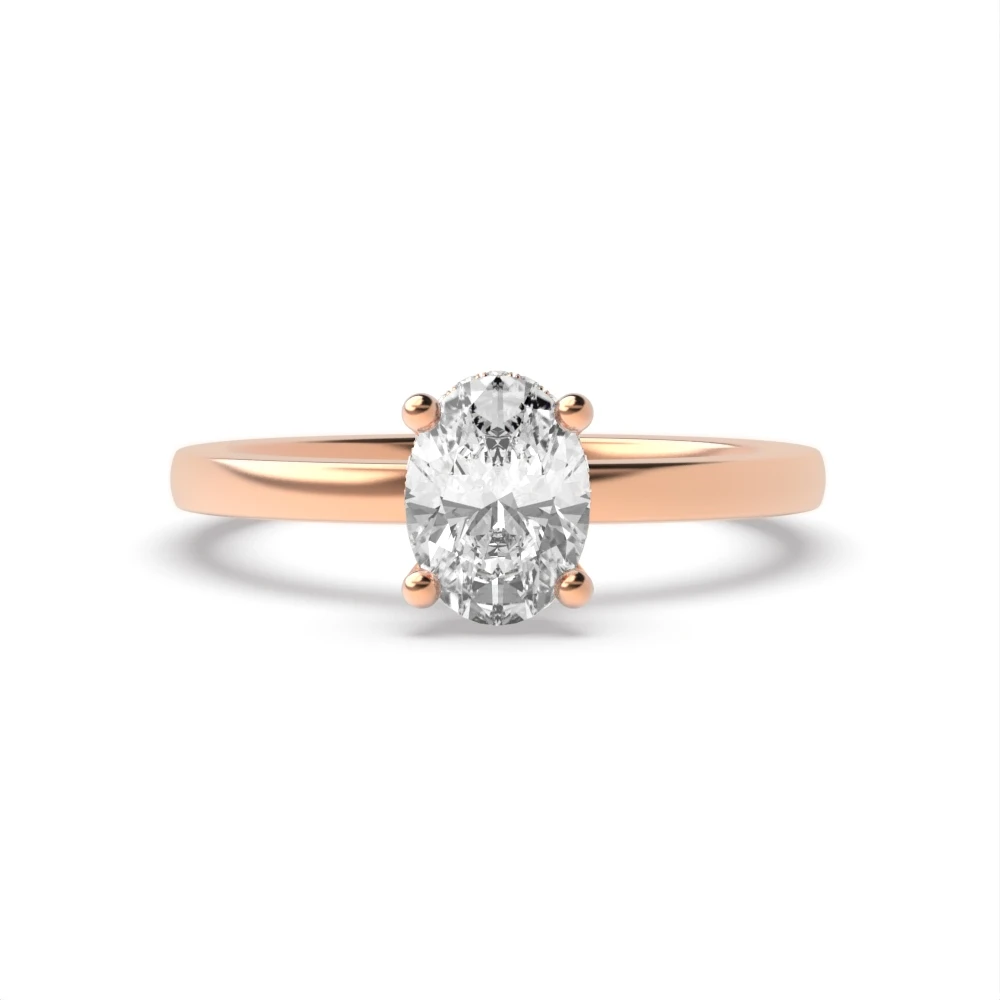 High Set Rose Gold Hidden halo plain shoulder Halo Engagement Rings