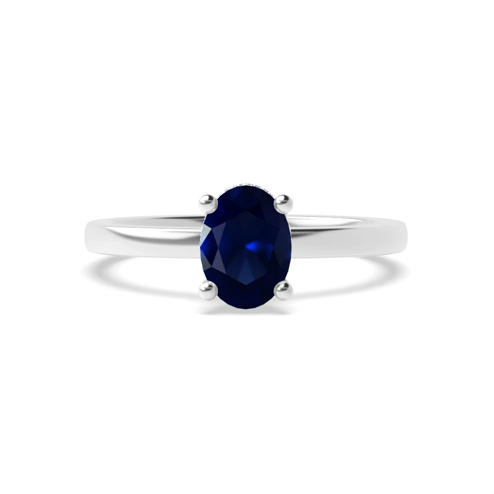 High Set Platinum Hidden halo plain shoulder Solitaire Engagement Rings