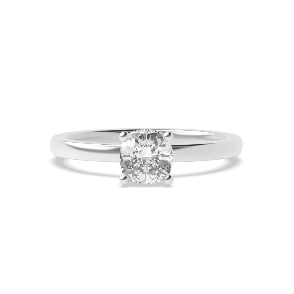 High Set Hidden halo plain shoulder Solitaire Engagement Rings