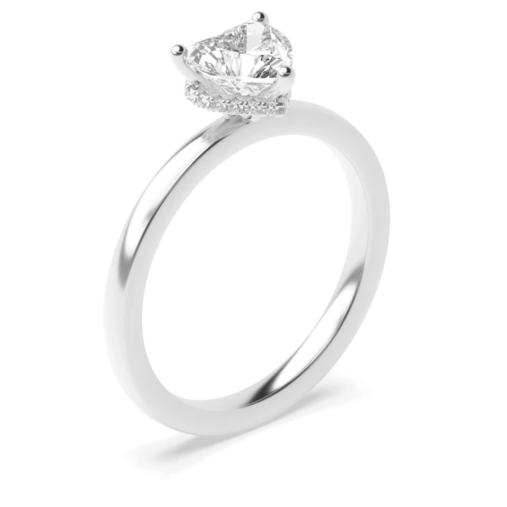 High Set Hidden halo plain shoulder Diamond Rings