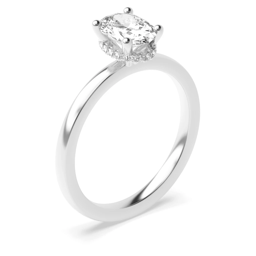 High Set Hidden halo plain shoulder Halo Diamond Rings