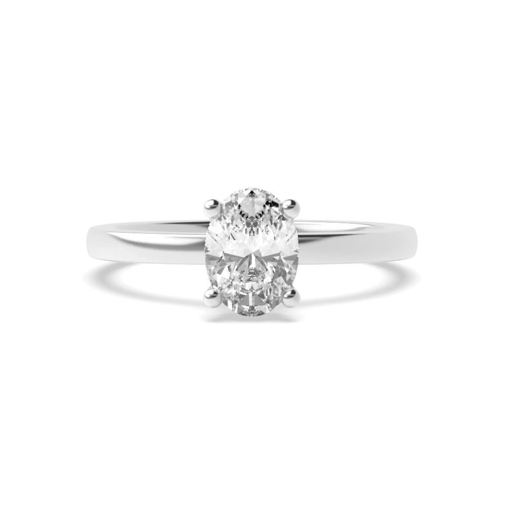 High Set Hidden halo plain shoulder Solitaire Engagement Rings