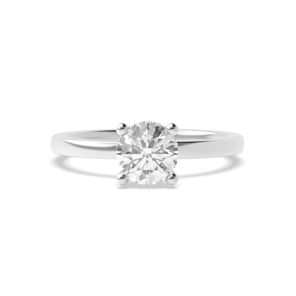 High Set Platinum Hidden halo plain shoulder Solitaire Engagement Rings
