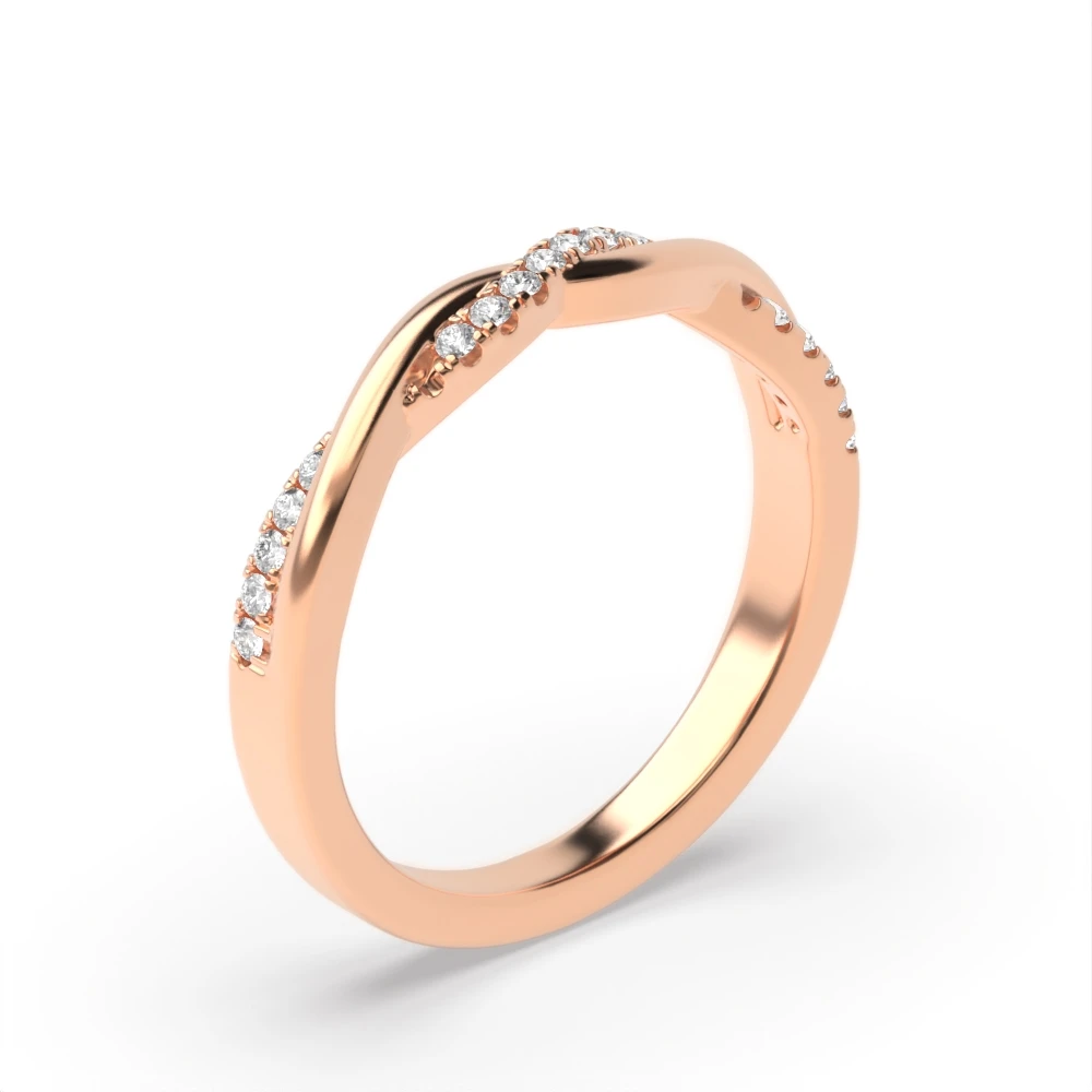 4 Prong Rose Gold Twisted crossover Eternity Diamond Rings