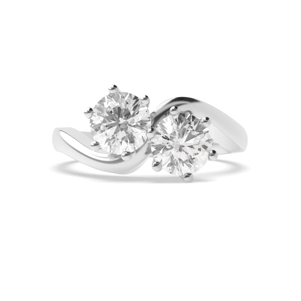 6 Prong Twisted Two Stone Engagement Rings