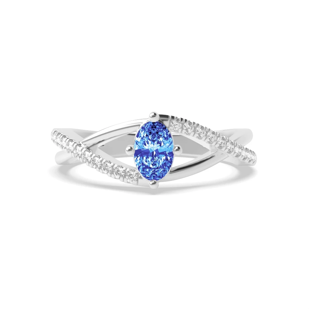 4 Prong Crossover shoulder Engagement Rings