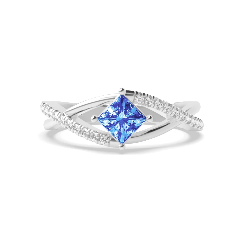 4 Prong Crossover shoulder Engagement Rings