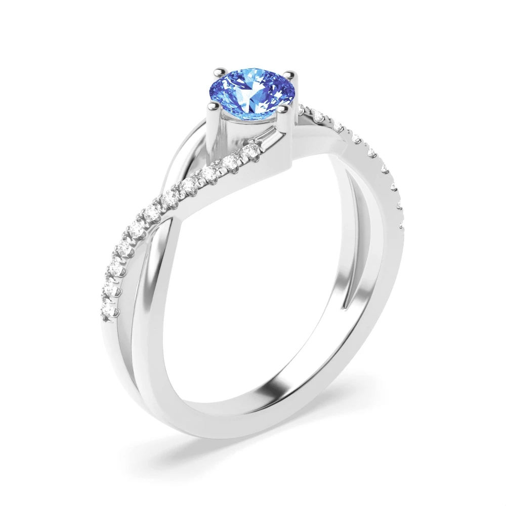 4 Prong Crossover shoulder Diamond Rings