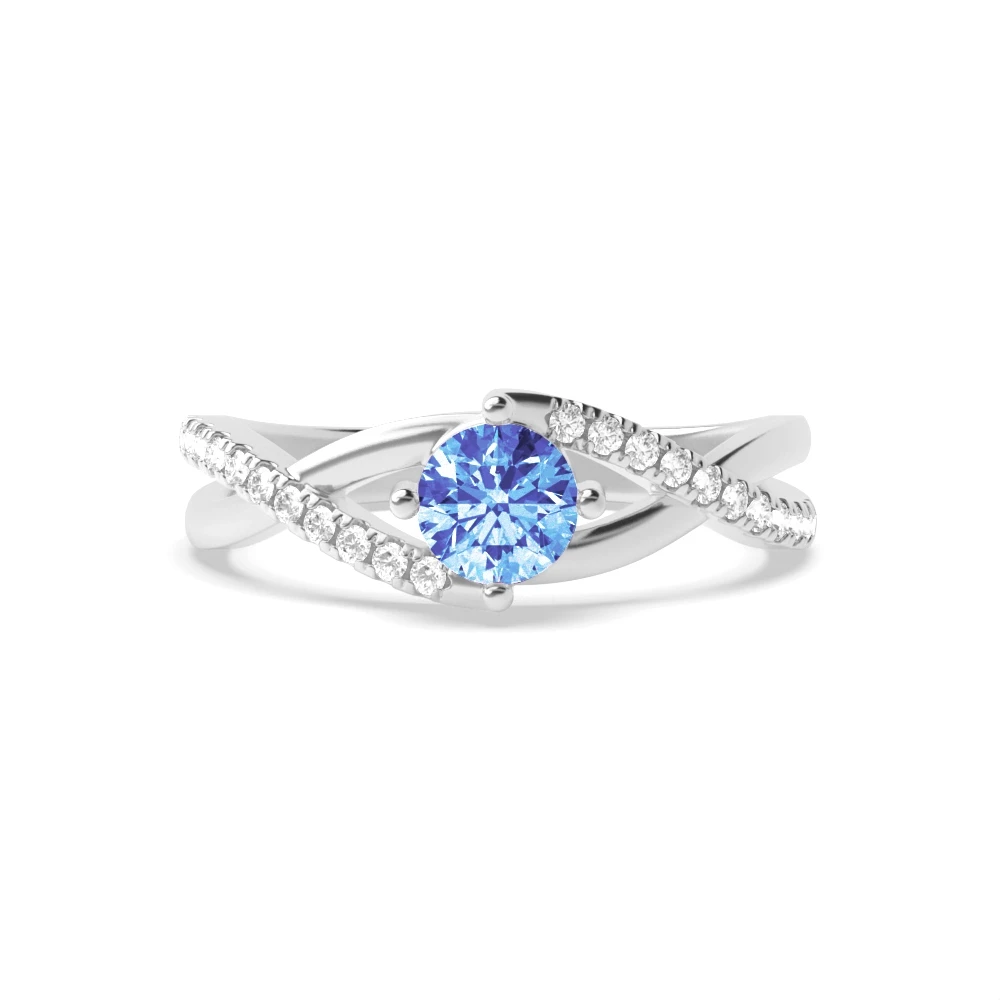 4 Prong Crossover shoulder Engagement Rings