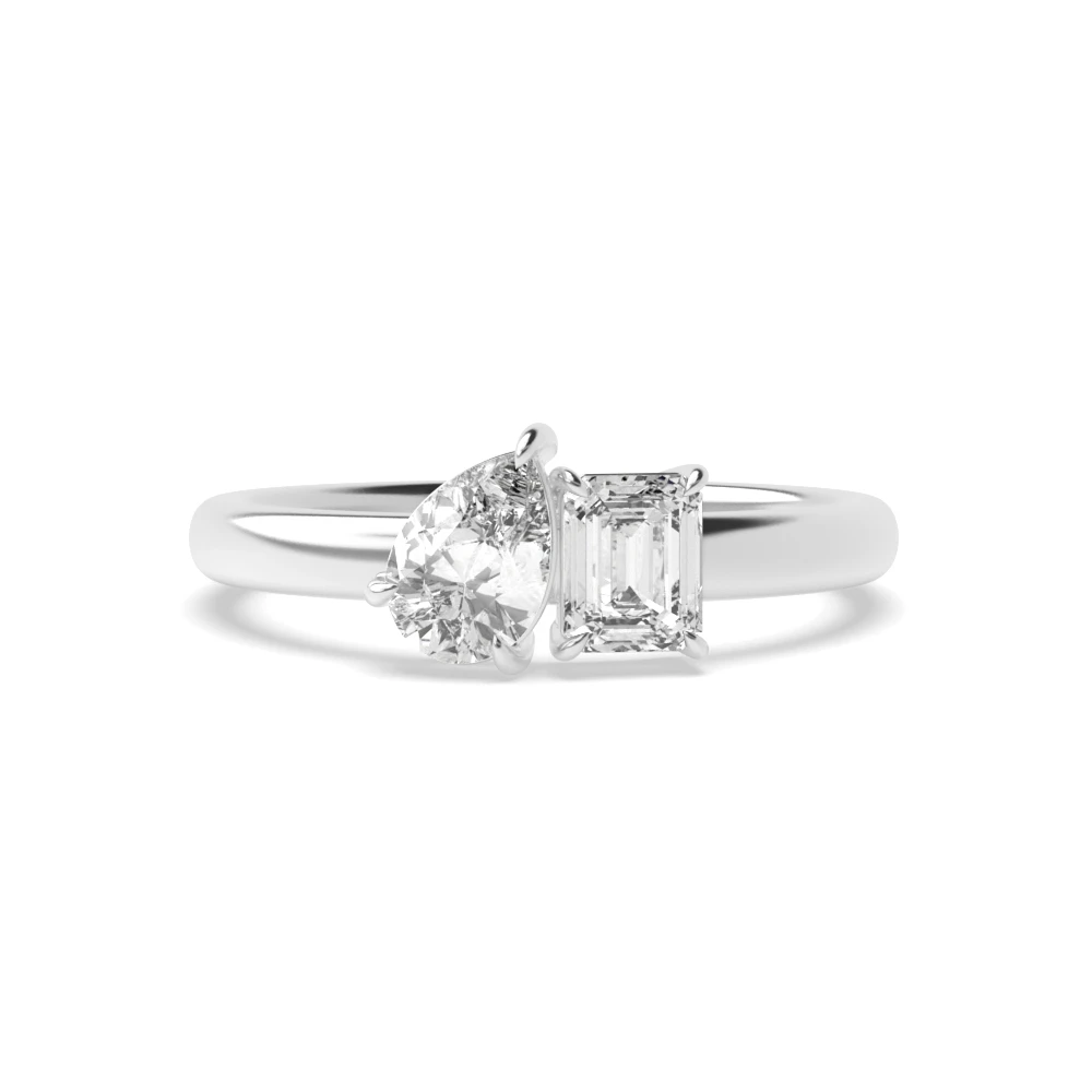 4 Prong And pear Two Stone Engagement Rings