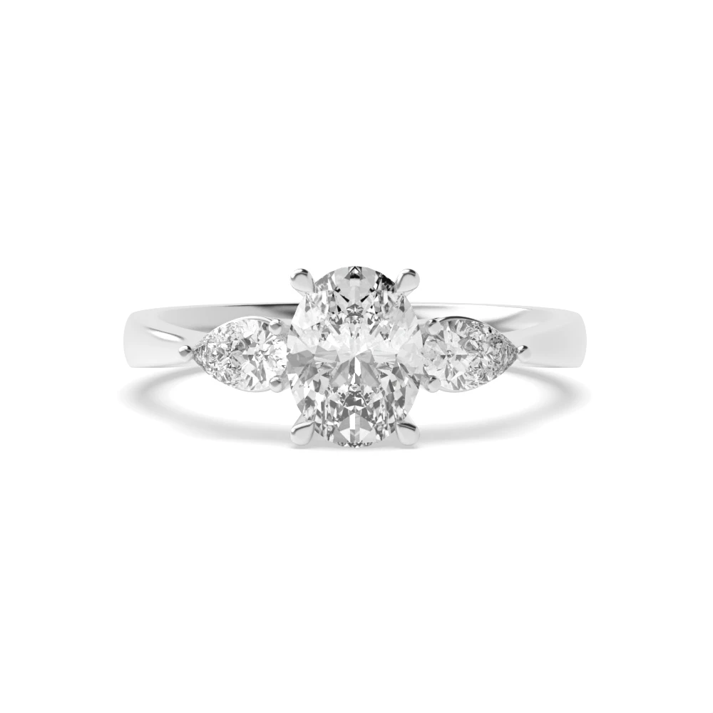 4 Prong Classic basket Trilogy Engagement Rings