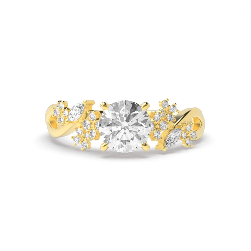 4 Prong Yellow Gold Tulip head unique Unique Engagement Rings