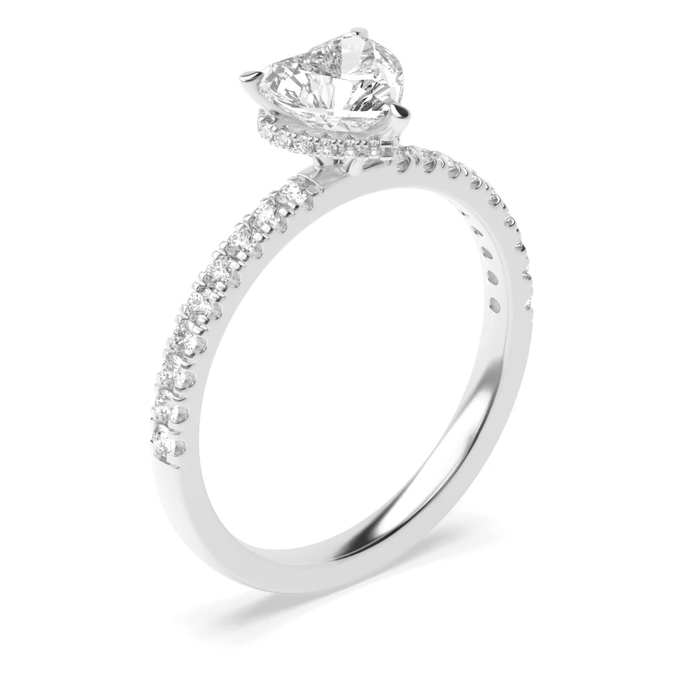 4 Prong Hidden halo pave set Diamond Rings