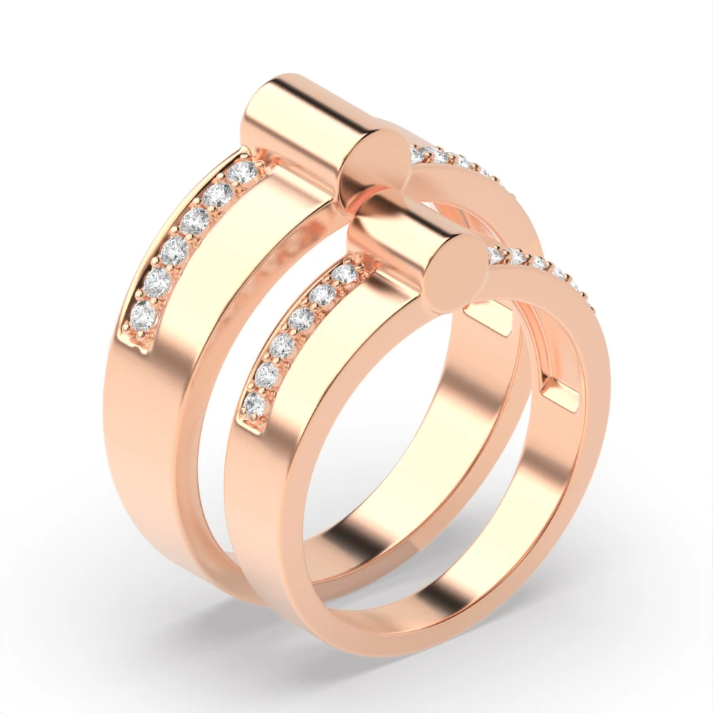 Pave Setting Rose Gold Couple bar Couples Diamond Rings