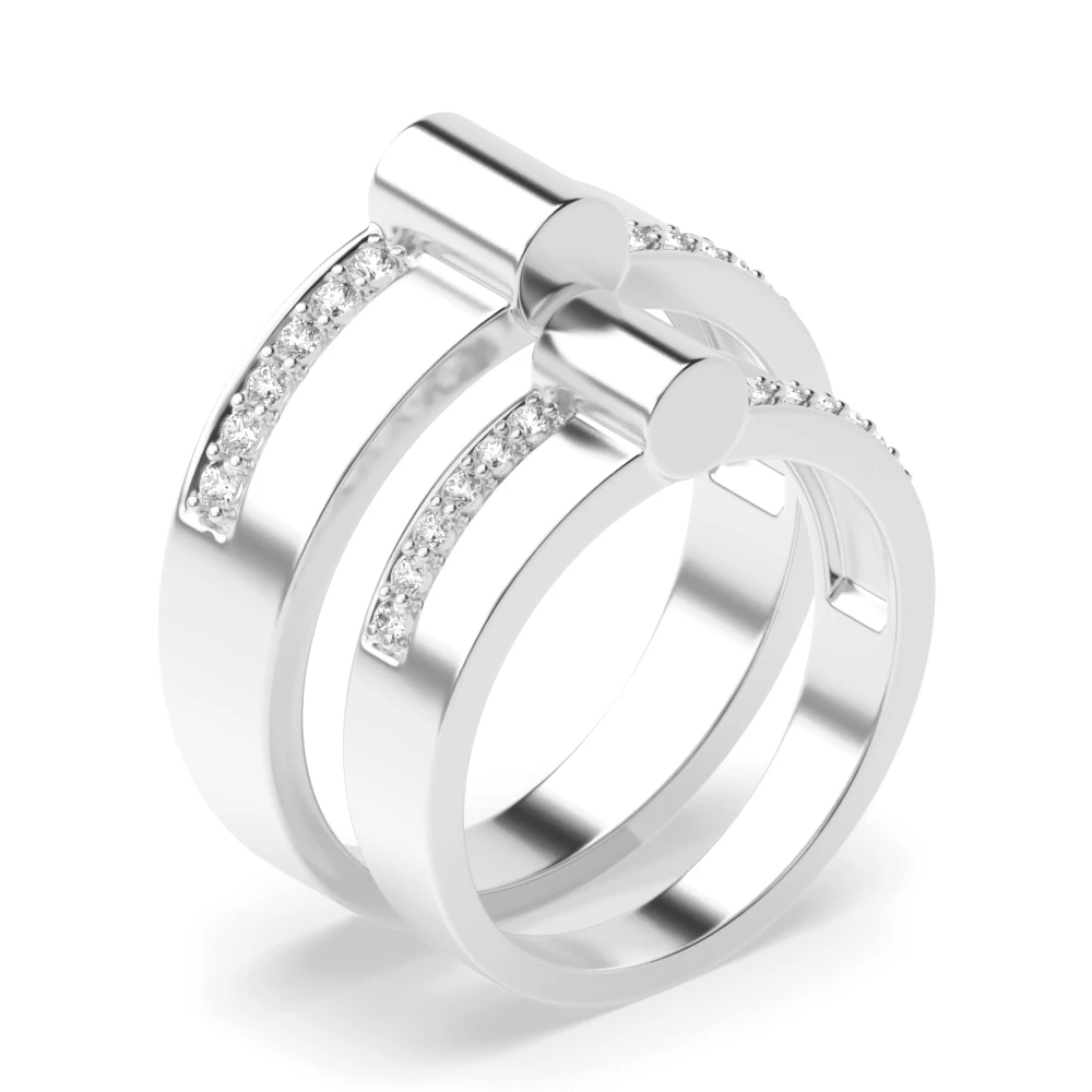Pave Setting White Gold Couple bar Couples Diamond Rings