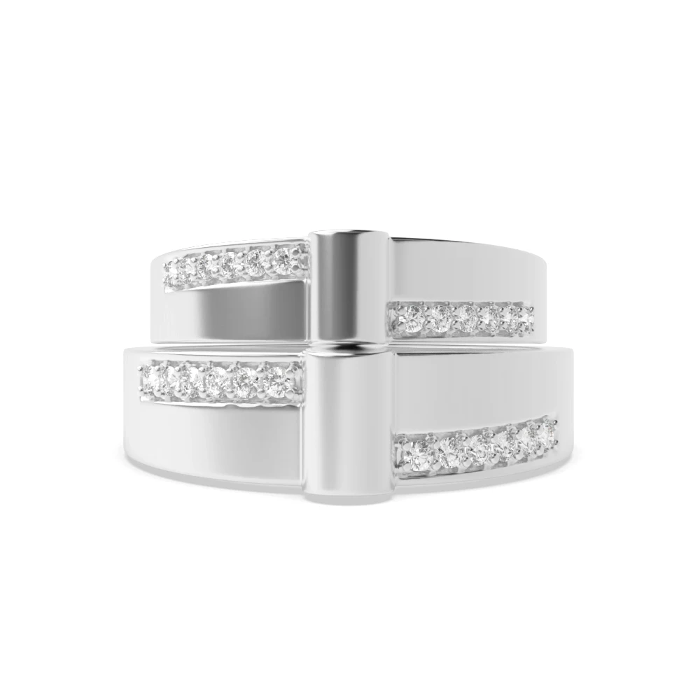 Pave Setting Couple bar Couples Engagement Rings