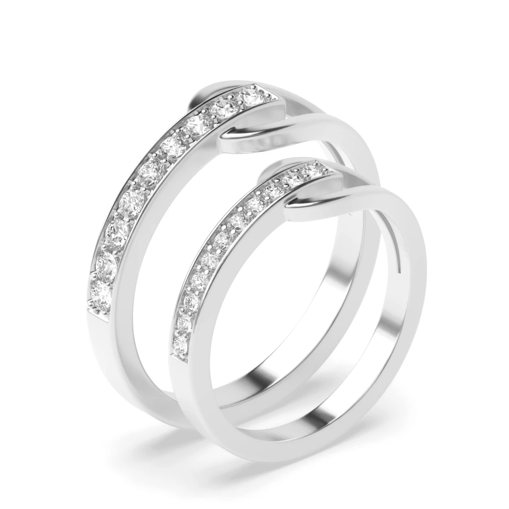 Pave Setting White Gold Unique couple band Diamond Rings