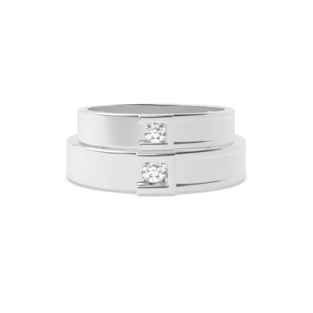 Channel Setting Couple band c shaped Couples Engagement Rings