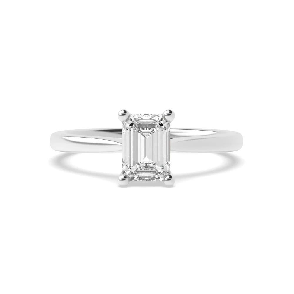 4 Prong Basket set tapered shoulder Engagement Rings