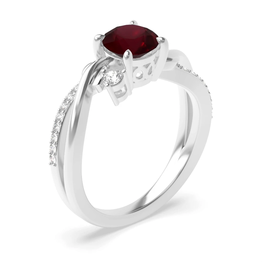 4 Prong Interwind Band Diamond Rings