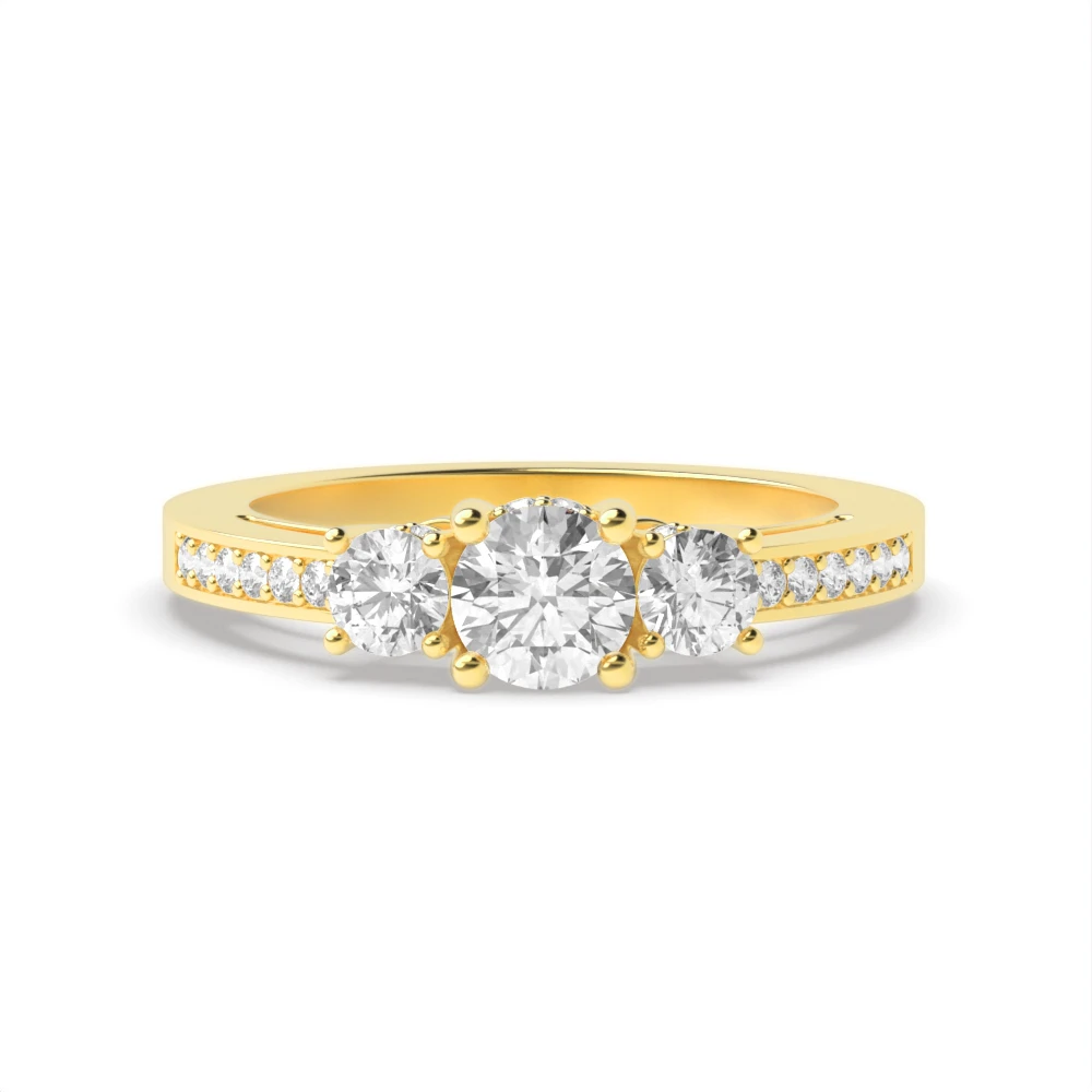 Yellow Gold Timeless trio diamond Trilogy Engagement Rings