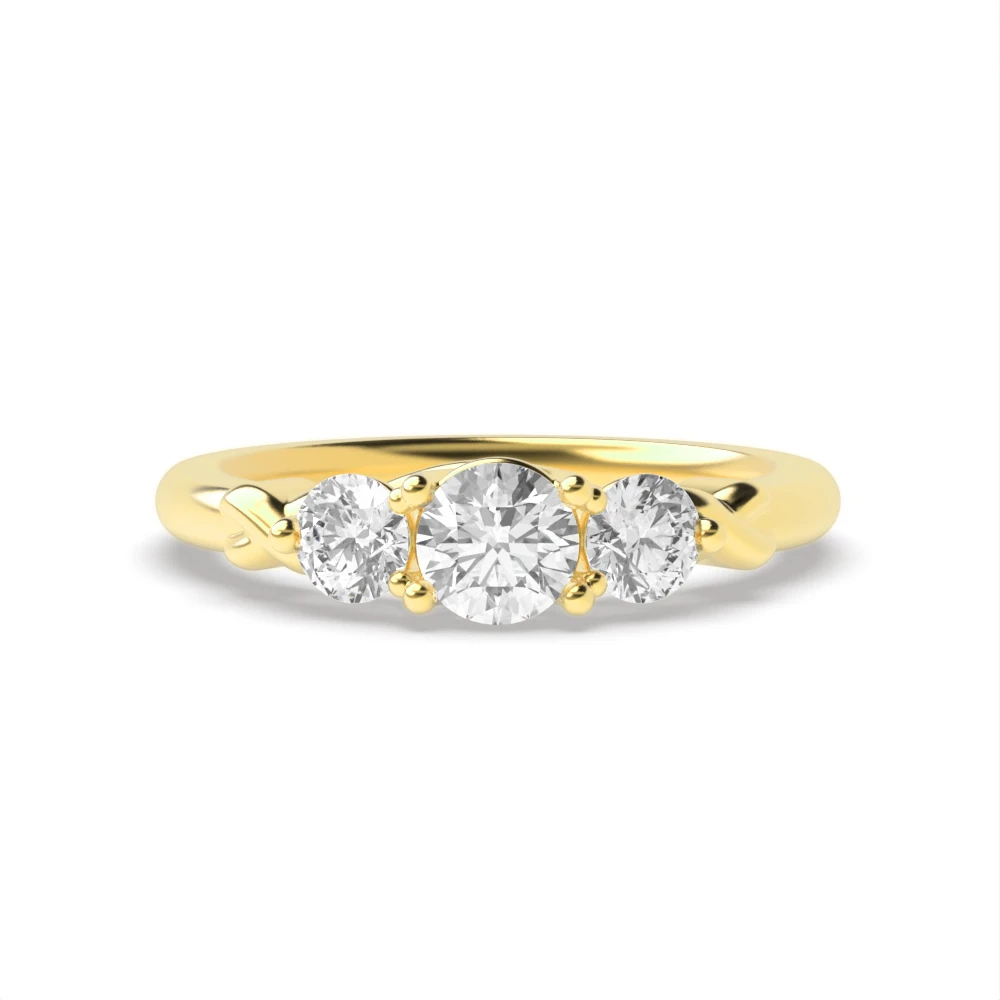 Low Set Yellow Gold Timeless trinity Trilogy Engagement Rings