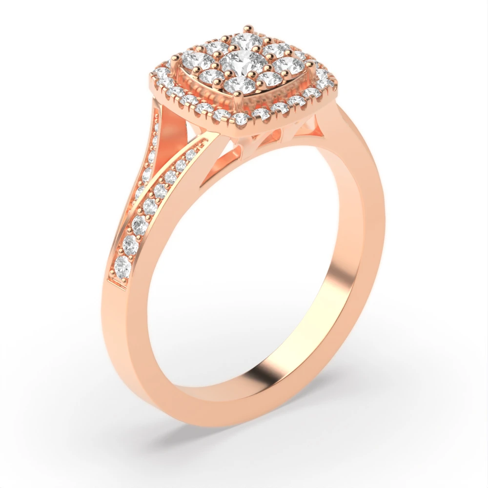 Pave Setting Rose Gold Twinkling cluster Cluster Ring Engagement Rings