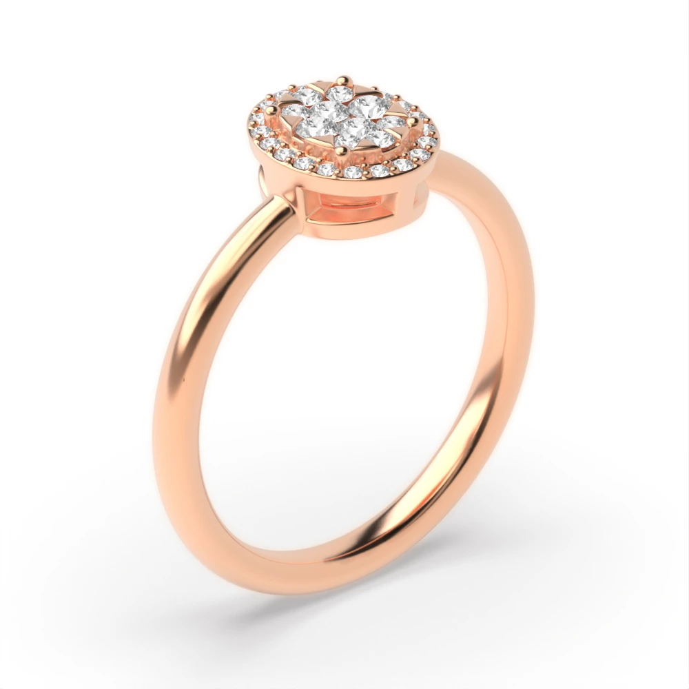 4 Prong Rose Gold Dazzling Cluster Diamond Rings
