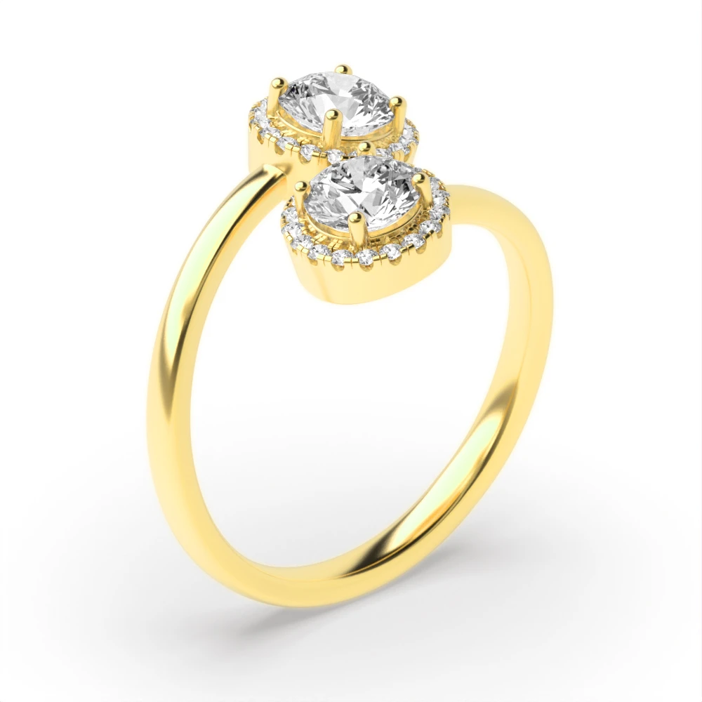 4 Prong Yellow Gold Intertwined love Diamond Rings