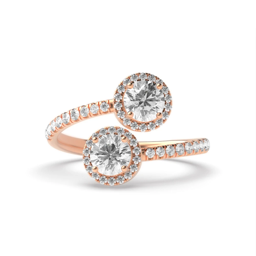 4 Prong Rose Gold Double halo dream Engagement Rings