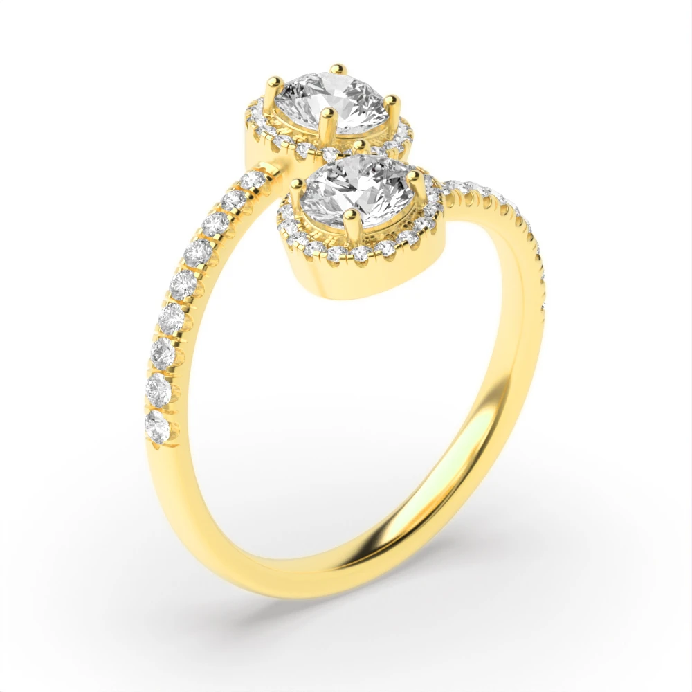 4 Prong Yellow Gold Double halo dream Diamond Rings
