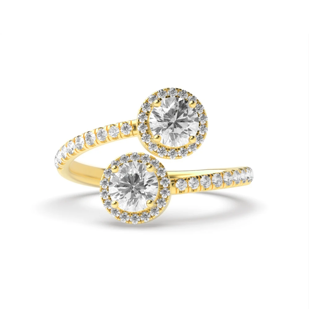 4 Prong Yellow Gold Double halo dream Engagement Rings
