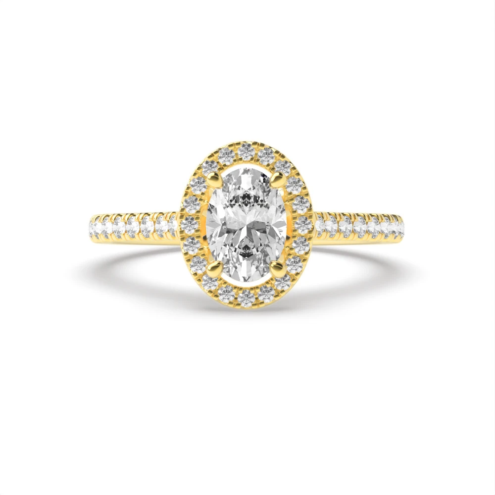 4 Prong Yellow Gold Shoulder set Engagement Rings