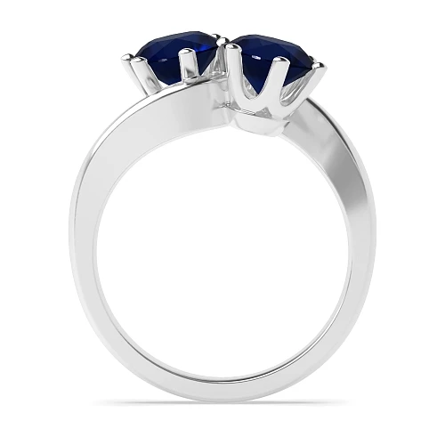 6 Prong Round White Gold Twisted Blue Sapphire Toi Et Moi Engagement Ring