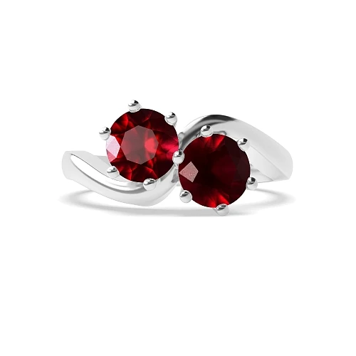 6 Prong Round Platinum Twisted Ruby Toi Et Moi Engagement Ring