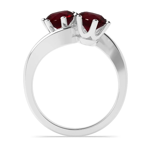6 Prong Round Platinum Twisted Ruby Toi Et Moi Engagement Ring