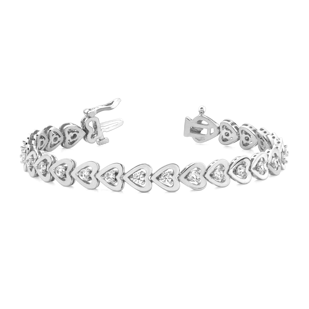 Heart Shape Style Tennis Diamond Bracelet