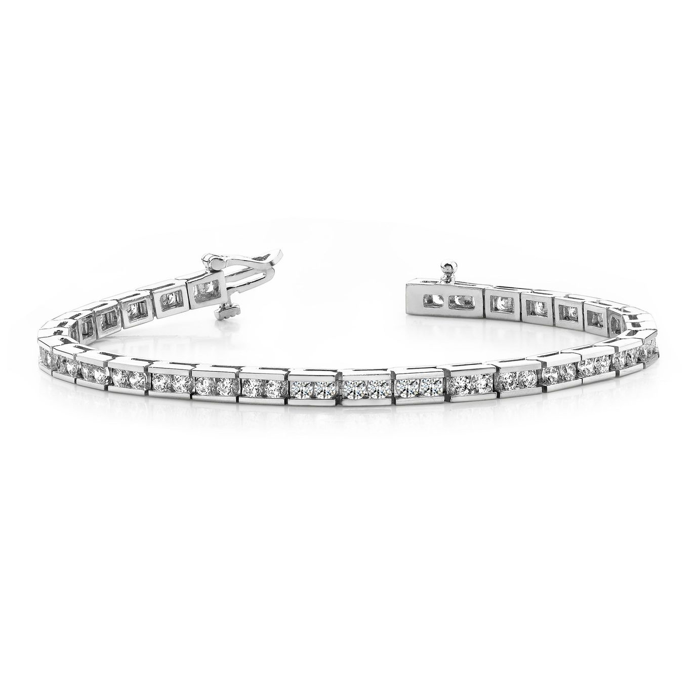 Channel Set Round Brilliant Cut Line Tennis Diamond Bracelet