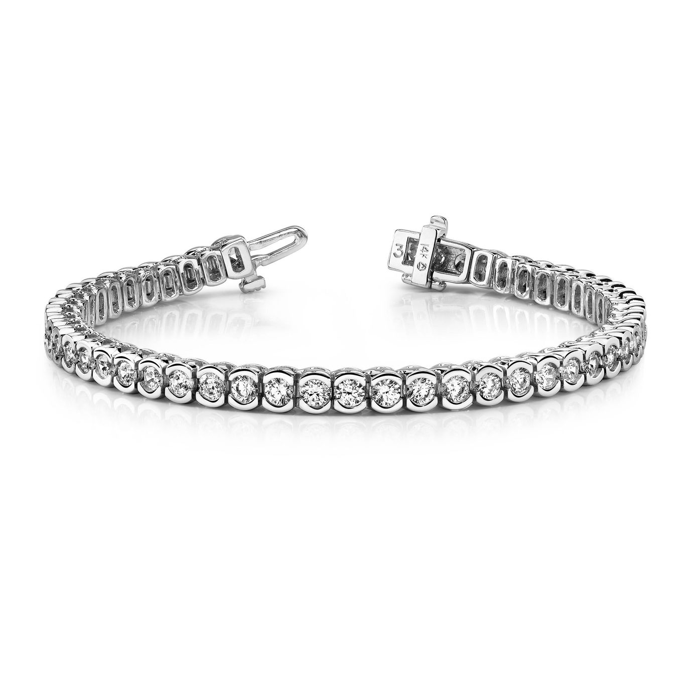 Semi Bezel Set Round Brilliant Cut Line Tennis Diamond Bracelet