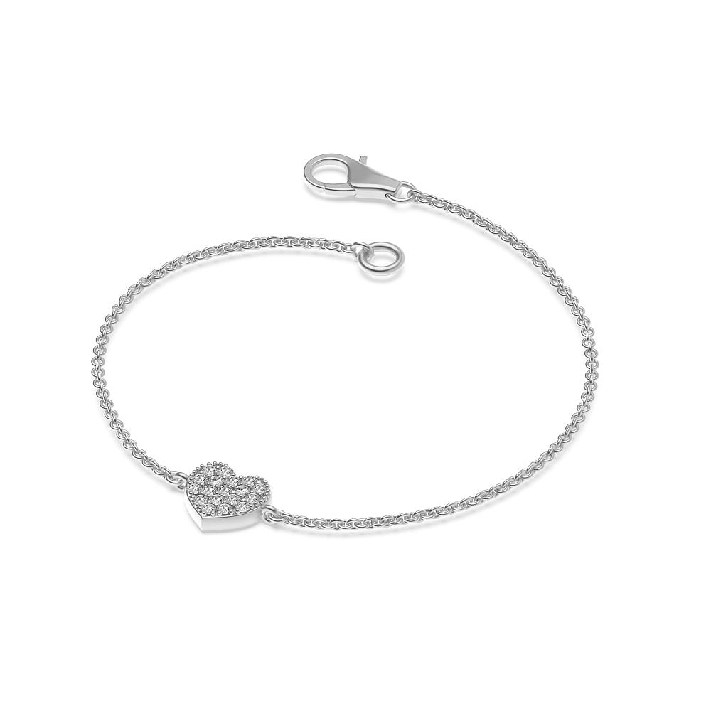 Heart Disc Diamond Bracelets in Pave Setting