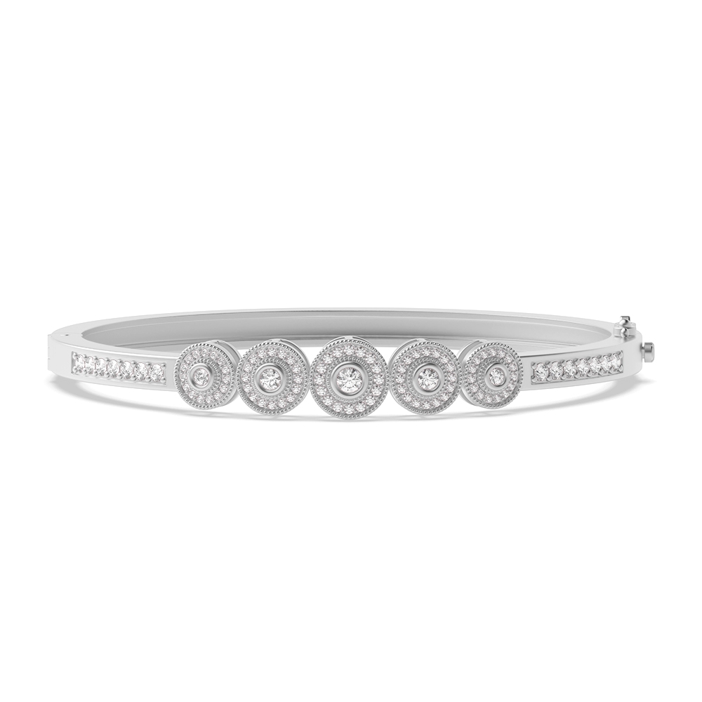 Full Bezel and Pave Setting Round Diamond Bangle