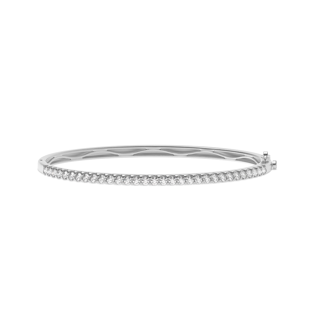 prong setting round shape diamond brilliant cut bangle