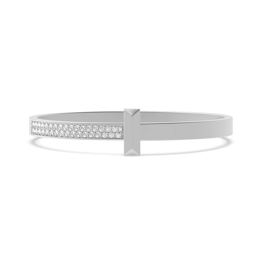 pave setting round shape diamond t1 hinged bangle