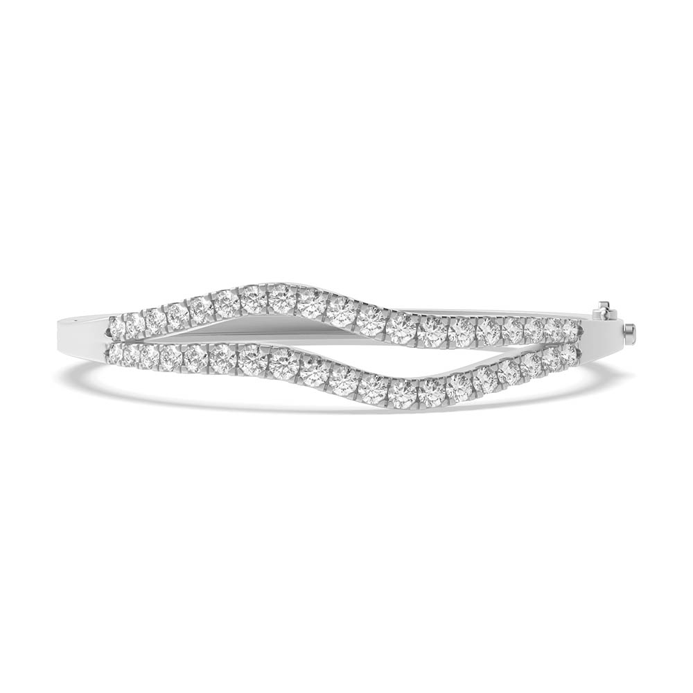 4 Prong Round 9K Gold Naturally Mined Bangles Diamond Bracelets