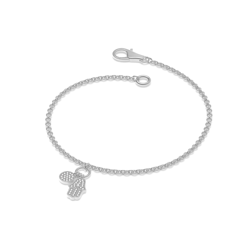 hamsa with circle of diamond charm bracelet