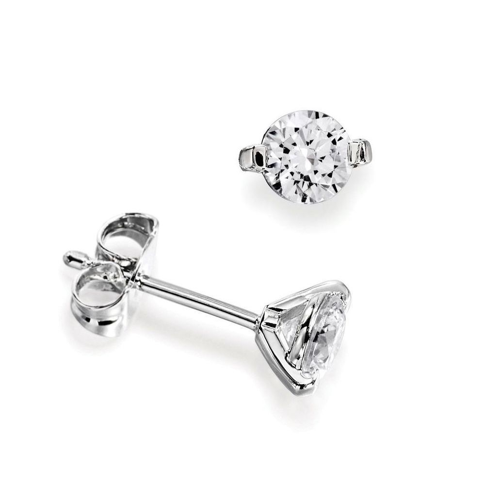 Platinum, 18ct &amp; 9ct White Gold Single Diamond Stud Earring For Men